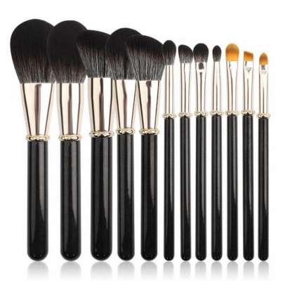 2019 New Arrival 12 Pcs Real Goat Hair Crystal Handle Cosmetic Brushes Set